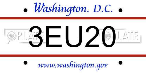 3EU20 District Of Columbia License Plate