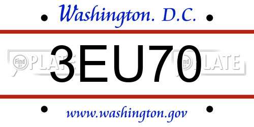3EU70 District Of Columbia License Plate