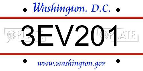 3EV201 District Of Columbia License Plate