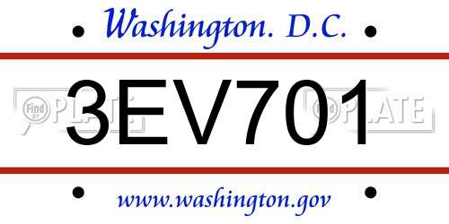 3EV701 District Of Columbia License Plate