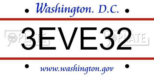 3EVE32 District Of Columbia License Plate