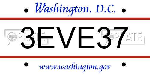 3EVE37 District Of Columbia License Plate
