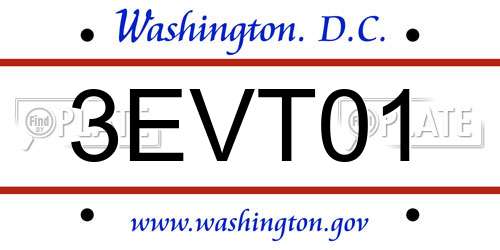 3EVT01 District Of Columbia License Plate