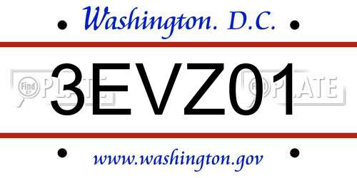 3EVZ01 District Of Columbia License Plate