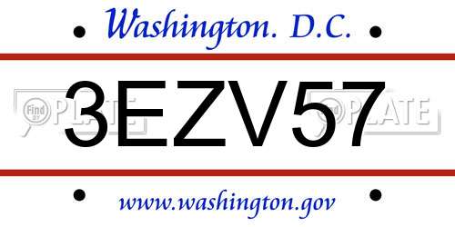 3EZV57 District Of Columbia License Plate