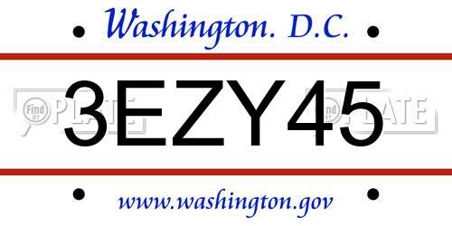3EZY45 District Of Columbia License Plate