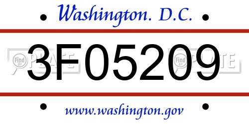 3F05209 District Of Columbia License Plate
