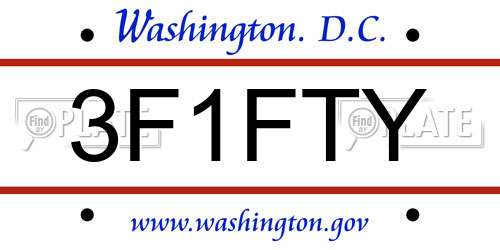 3F1FTY District Of Columbia License Plate