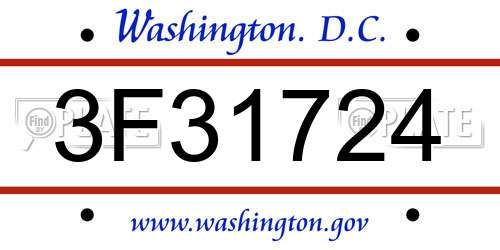3F31724 District Of Columbia License Plate