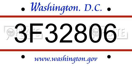 3F32806 District Of Columbia License Plate