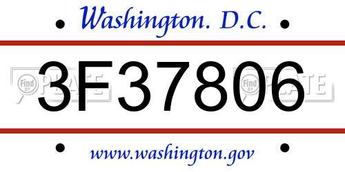 3F37806 District Of Columbia License Plate