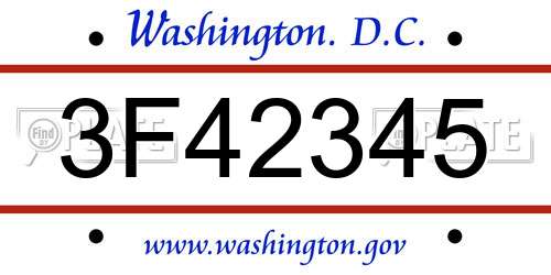 3F42345 District Of Columbia License Plate