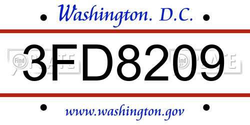 3FD8209 District Of Columbia License Plate