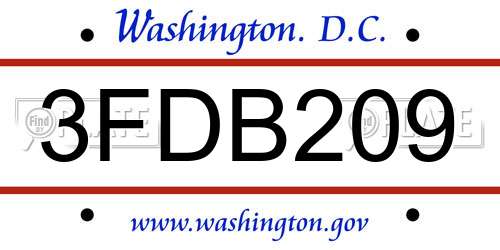 3FDB209 District Of Columbia License Plate