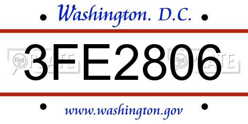 3FE2806 District Of Columbia License Plate