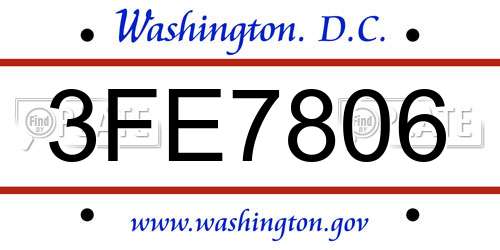 3FE7806 District Of Columbia License Plate