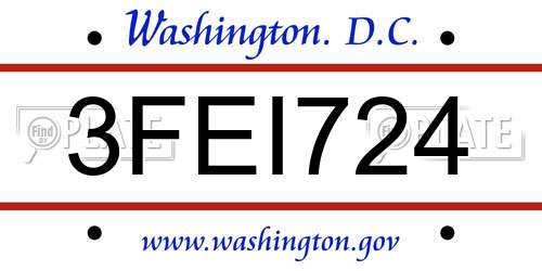 3FEI724 District Of Columbia License Plate