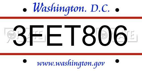 3FET806 District Of Columbia License Plate