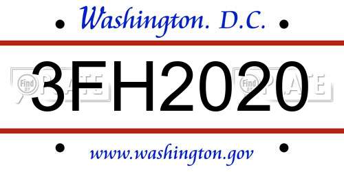 3FH2020 District Of Columbia License Plate