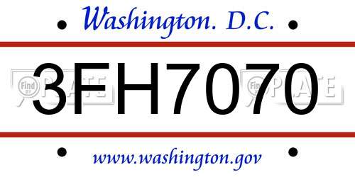 3FH7070 District Of Columbia License Plate