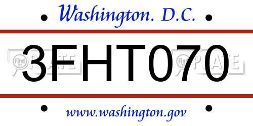 3FHT070 District Of Columbia License Plate