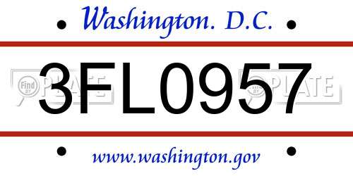 3FL0957 District Of Columbia License Plate