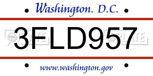 3FLD957 District Of Columbia License Plate
