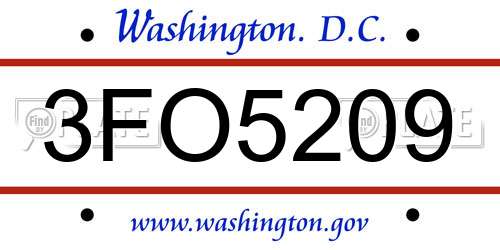 3FO5209 District Of Columbia License Plate
