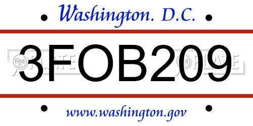 3FOB209 District Of Columbia License Plate
