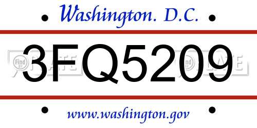 3FQ5209 District Of Columbia License Plate