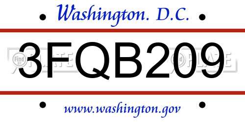 3FQB209 District Of Columbia License Plate