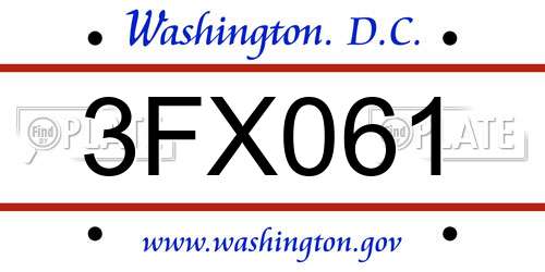 3FX061 District Of Columbia License Plate