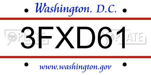 3FXD61 District Of Columbia License Plate