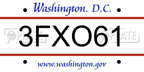 3FXO61 District Of Columbia License Plate