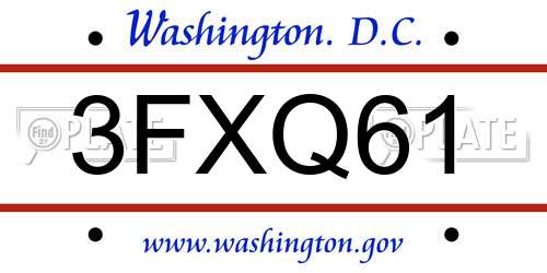 3FXQ61 District Of Columbia License Plate