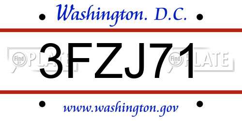 3FZJ71 District Of Columbia License Plate