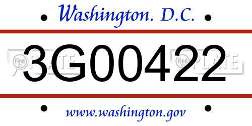 3G00422 District Of Columbia License Plate