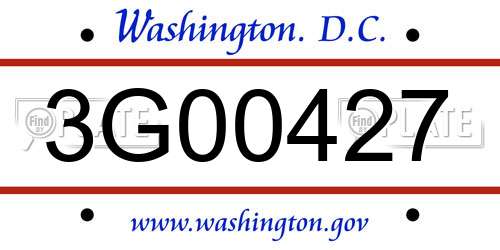 3G00427 District Of Columbia License Plate