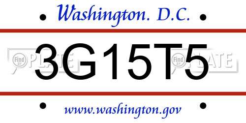 3G15T5 District Of Columbia License Plate