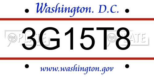3G15T8 District Of Columbia License Plate