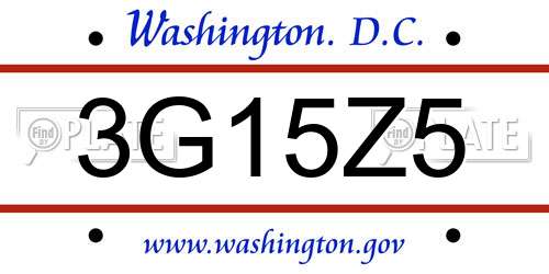 3G15Z5 District Of Columbia License Plate