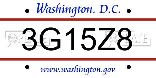 3G15Z8 District Of Columbia License Plate
