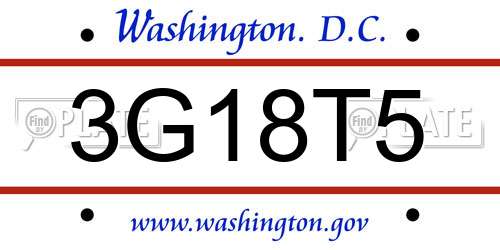 3G18T5 District Of Columbia License Plate