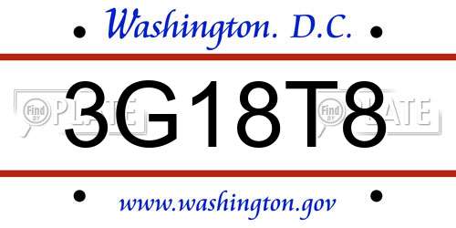 3G18T8 District Of Columbia License Plate
