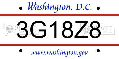 3G18Z8 District Of Columbia License Plate