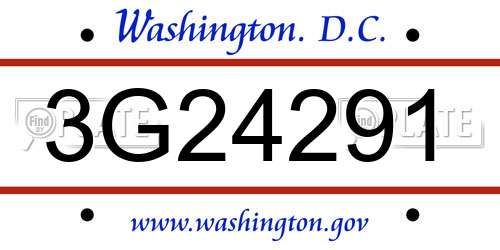 3G24291 District Of Columbia License Plate