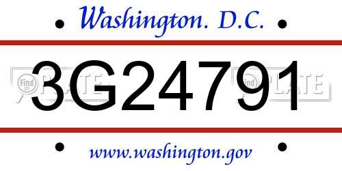 3G24791 District Of Columbia License Plate