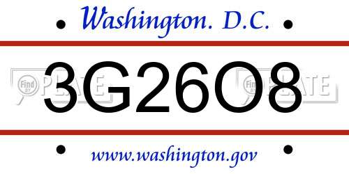 3G26O8 District Of Columbia License Plate