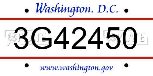3G42450 District Of Columbia License Plate
