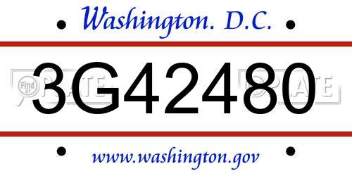 3G42480 District Of Columbia License Plate
